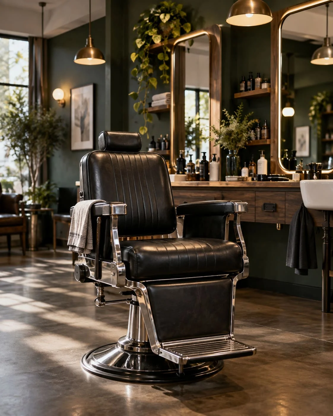 Barbería — Silla de barbería clásica en local premium